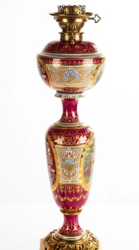 Royal Vienna Hand Painted Porcelain Oil Lamp