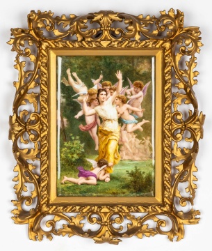 Hand Painted Porcelain Plaque "Le Guepier" After William-Adolphe Bouguereau
