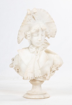 Italian Carrara Marble Bust Of A Woman