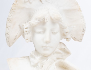 Italian Carrara Marble Bust Of A Woman