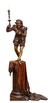 Valentino Panciera Besarel (Italian, 1829-1902) Finely Carved Court Jester Torchere