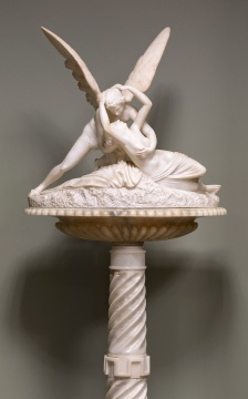 Alabaster Cupid & Psyche, with Pedestal