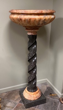 Monumental Carved Marble Basin / Jardinere