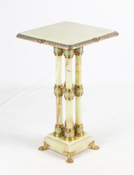 French Onyx and Champleve Enamel Pedestal