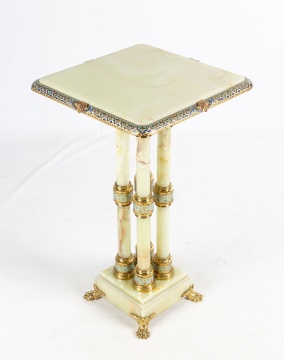 French Onyx and Champleve Enamel Pedestal