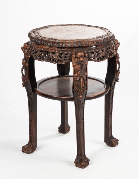 19th Century Chinese Hardwood & Marble Top Stand