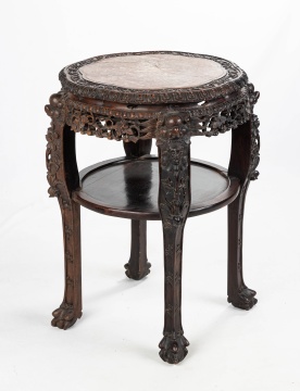 19th Century Chinese Hardwood & Marble Top Stand