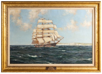 Montague Dawson (British, 1890-1973) "Clipper Ship "Midnight" off Beachy Head"