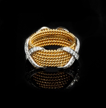 Tiffany & Co. Schlumberger 18K Gold, Platinum & Diamond Ring