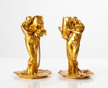 Alexandre Clerget, Iris & Lotus Candlesticks