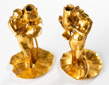 Alexandre Clerget, Iris & Lotus Candlesticks