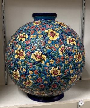 Faiences de Longwy, A Large Decore a le Main Globular Vase