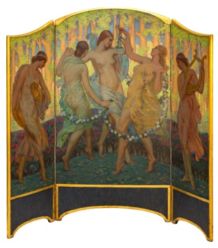Daniel McMorris Art Nouveau Three-Panel Screen / Room Divider