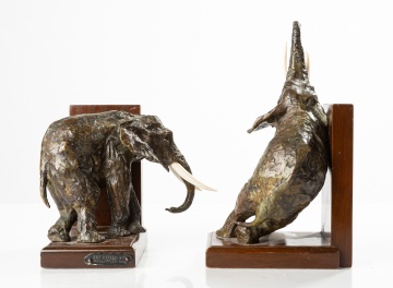 Ary-Jean-Leon Bitter (French, 1883-1973) Pair of Elephant Bookends