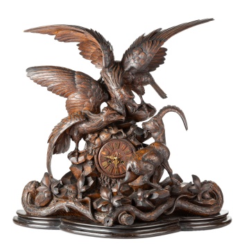 Monumental Black Forest Mantel Clock