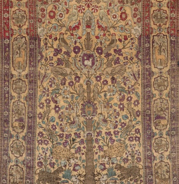 Silk and Metal Thread "Souf Kashan" Prayer Rug