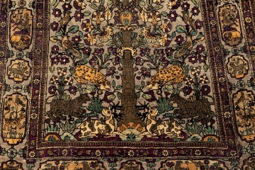 Silk and Metal Thread "Souf Kashan" Prayer Rug