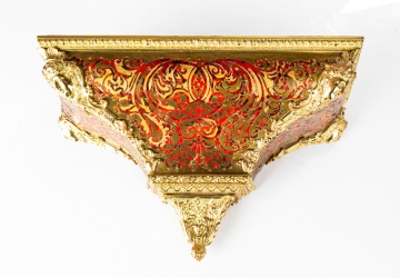 French Boulle Bracket Clock & Shelf