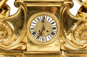 Charles Crozatier (French, 1795-1855) Monumental Gilt Bronze French Clock