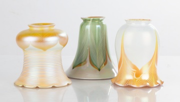 Three Early 20th Century Decorated Art Glass Shades