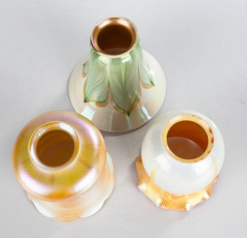 Three Early 20th Century Decorated Art Glass Shades