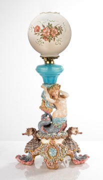 Majolica Mermaid Oil Lamp