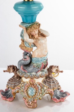 Majolica Mermaid Oil Lamp