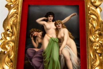 Two German Porcelain Hand-Painted Plaques