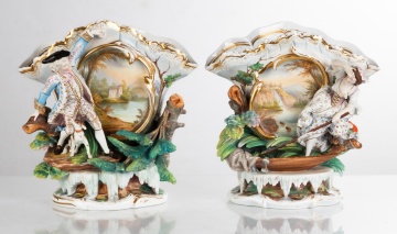 Pair of Porcelain and Bisque Vases