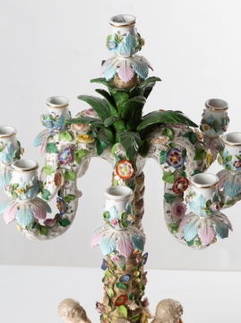 Pair of Ernst Bohne (& Sohne) Porcelain Eight-Light Candelabras