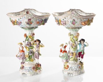 Pair of Dresden Porcelain Compotes