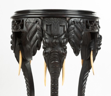 Indo-Persian Ebonized Elephant Stand