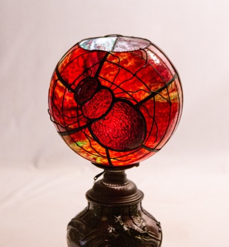 Japanese Oil Lamp with Blown Out Beetles