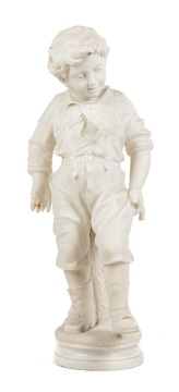 Luigi Bienaime (Italian, 1795-1878) Carrara Marble Sculpture of Young Boy