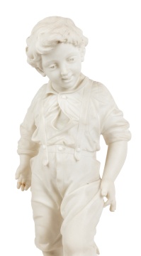 Luigi Bienaime (Italian, 1795-1878) Carrara Marble Sculpture of Young Boy