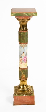 Sevres Style Painted Porcelain & Onyx Pedestal
