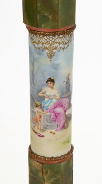 Sevres Style Painted Porcelain & Onyx Pedestal