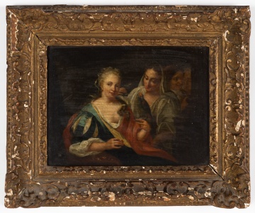 Old Master School, Women Feeding Bird