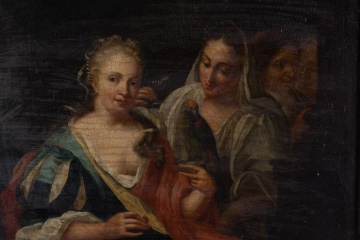 Old Master School, Women Feeding Bird