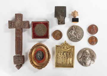 Group of Bronze & Silver Medallions & Decorative Objects