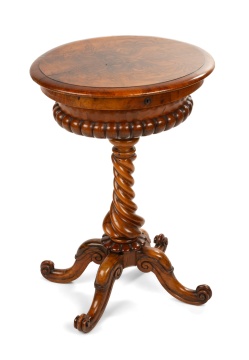 William IV Burl Walnut Teapot Occasional Table