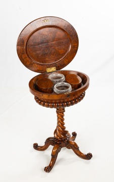 William IV Burl Walnut Teapot Occasional Table