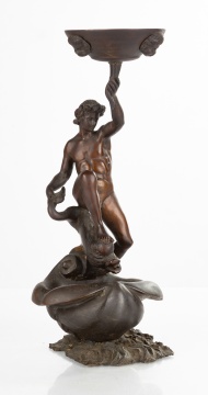 Bronze Fountain Topper of Poseidon with Serpent