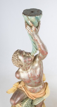 Pair of Carved Venetian Style Grotto Torcheres