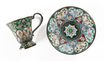 Russian Silver and Enamel Cup and Saucer