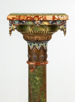 French Onyx & Champleve Enamel Pedestal
