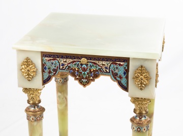 French Champleve Enamel and Onyx Table