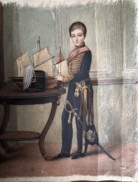 Portrait Miniature of Young Boy with Sail Boat