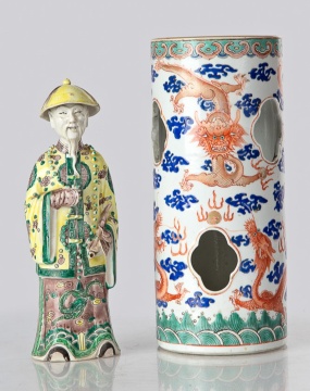 Mark of Tongzi Wig Stand & Chinese Court Figure