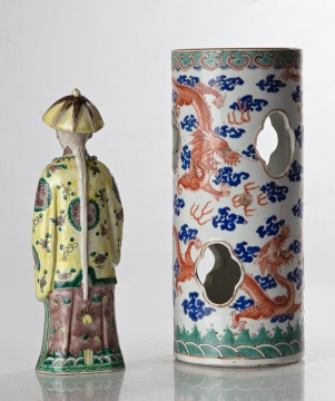 Mark of Tongzi Wig Stand & Chinese Court Figure